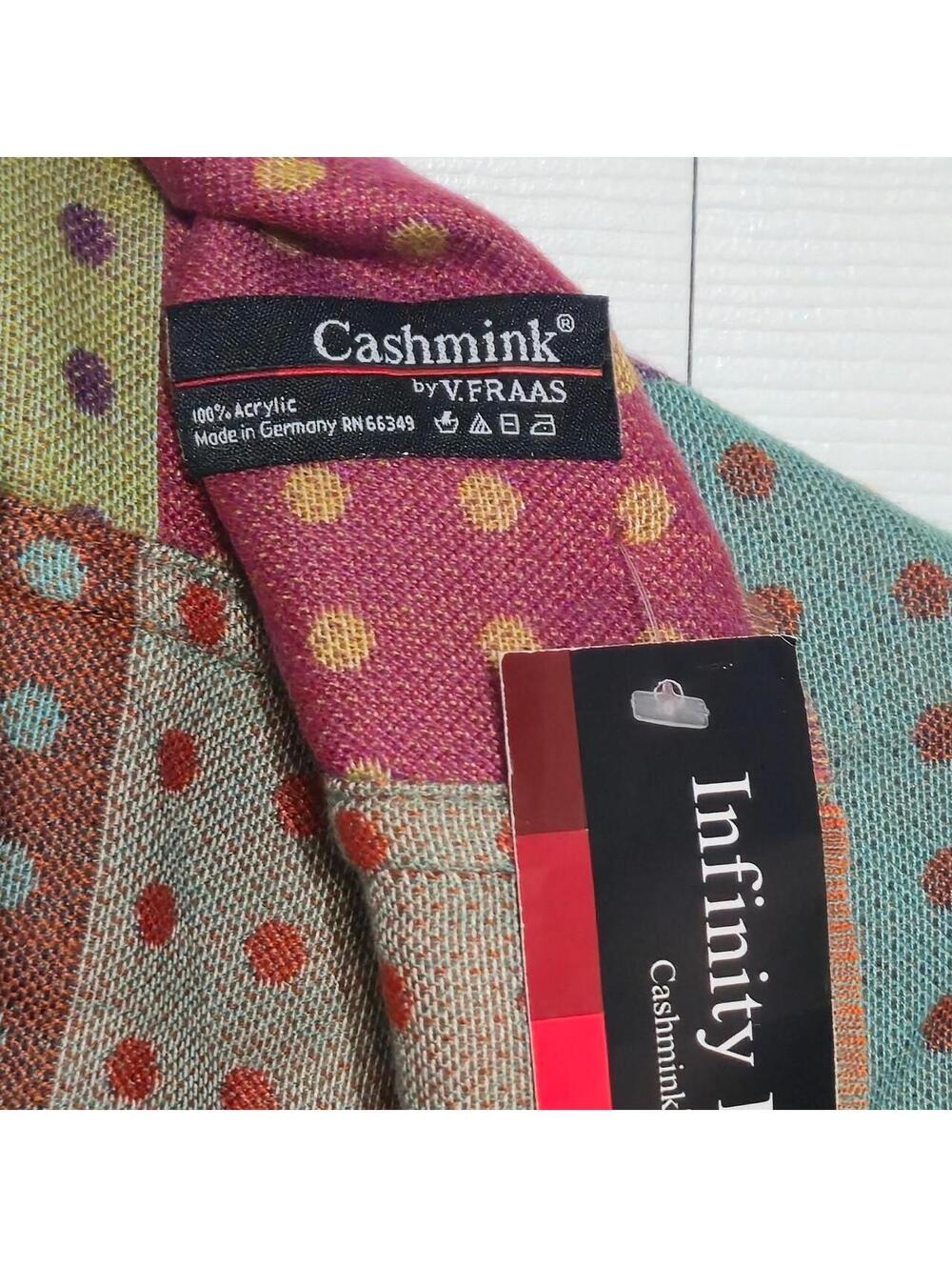 Infinity Loop Scarf with multicolored polka dot patchwork design - Picture 4 of 8